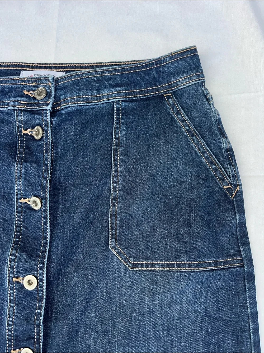 Liz Claiborne Dark Blue Button-Front Denim Pencil Skirt